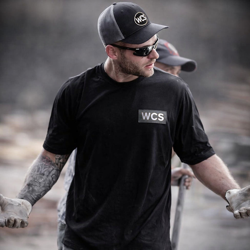 Justin Waterman on a commercial construction jobsite